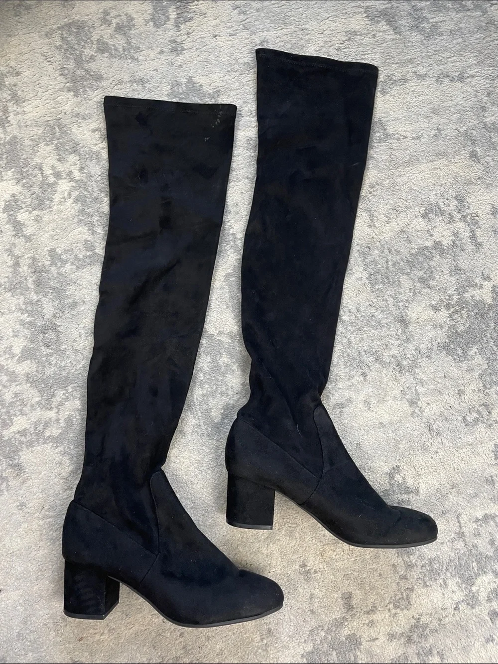 Steve Madden Isaac Over The Knee Thigh High Boots Black Faux Suede Sz 9.5